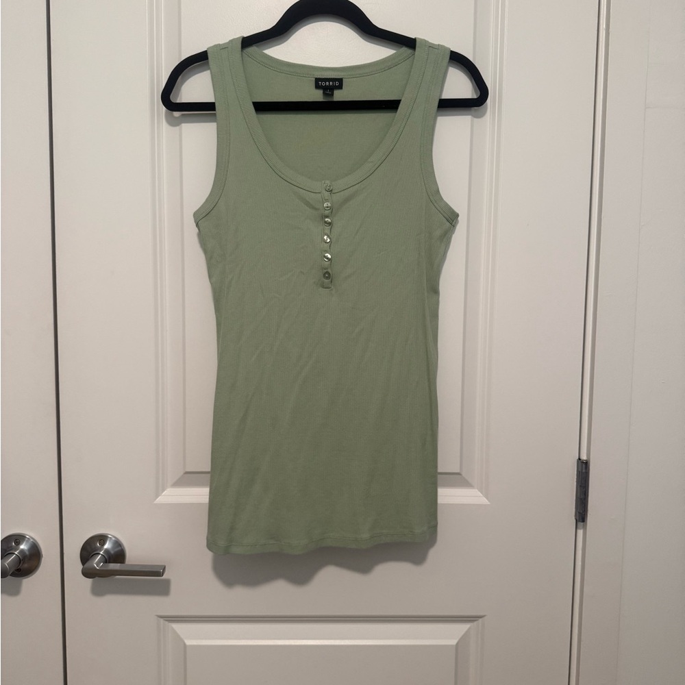 Torrid Green Fitted Ribbed Sleeveless Tank Top